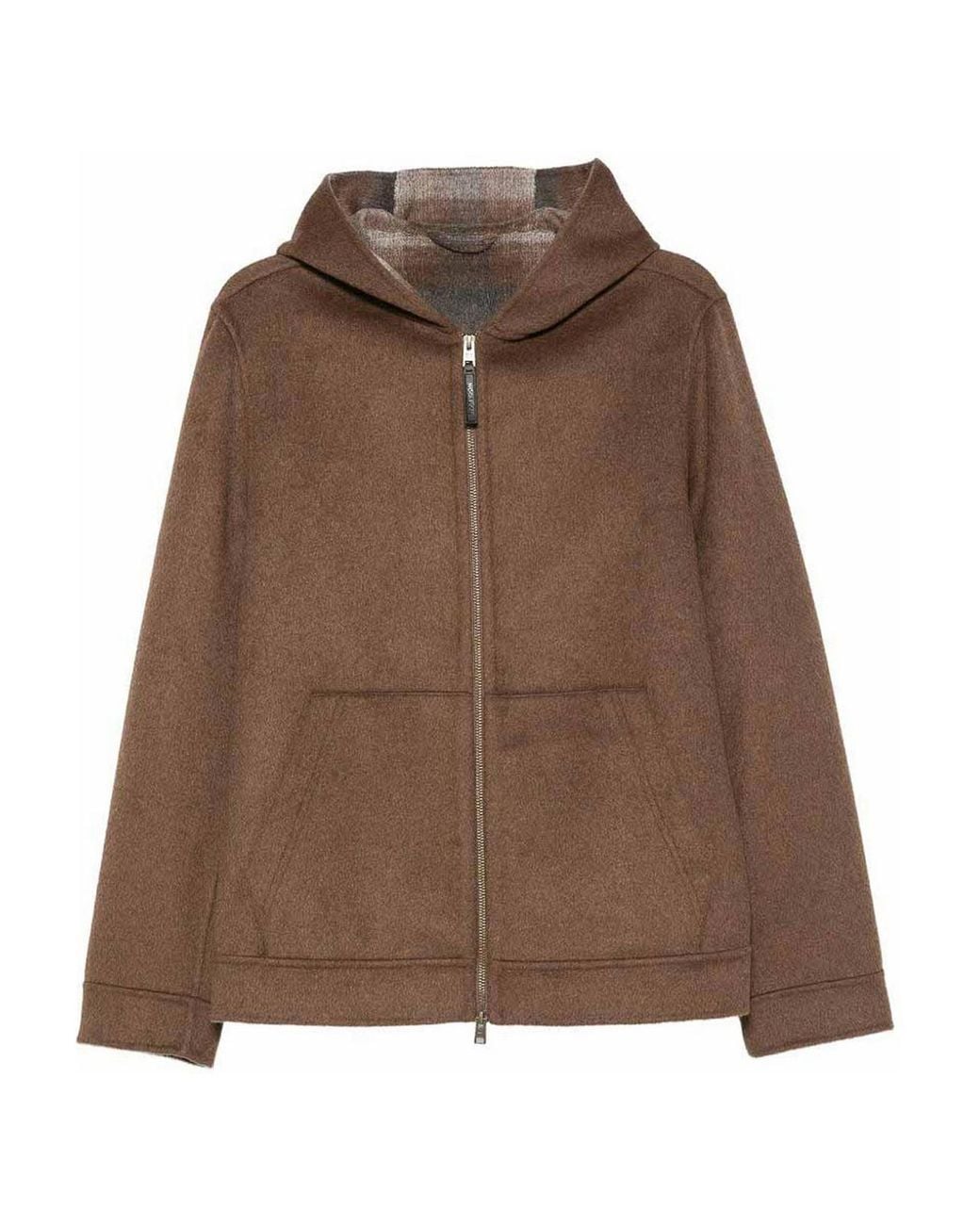 Woolrich Brown Zip-Up Jacket With A Hood for men
