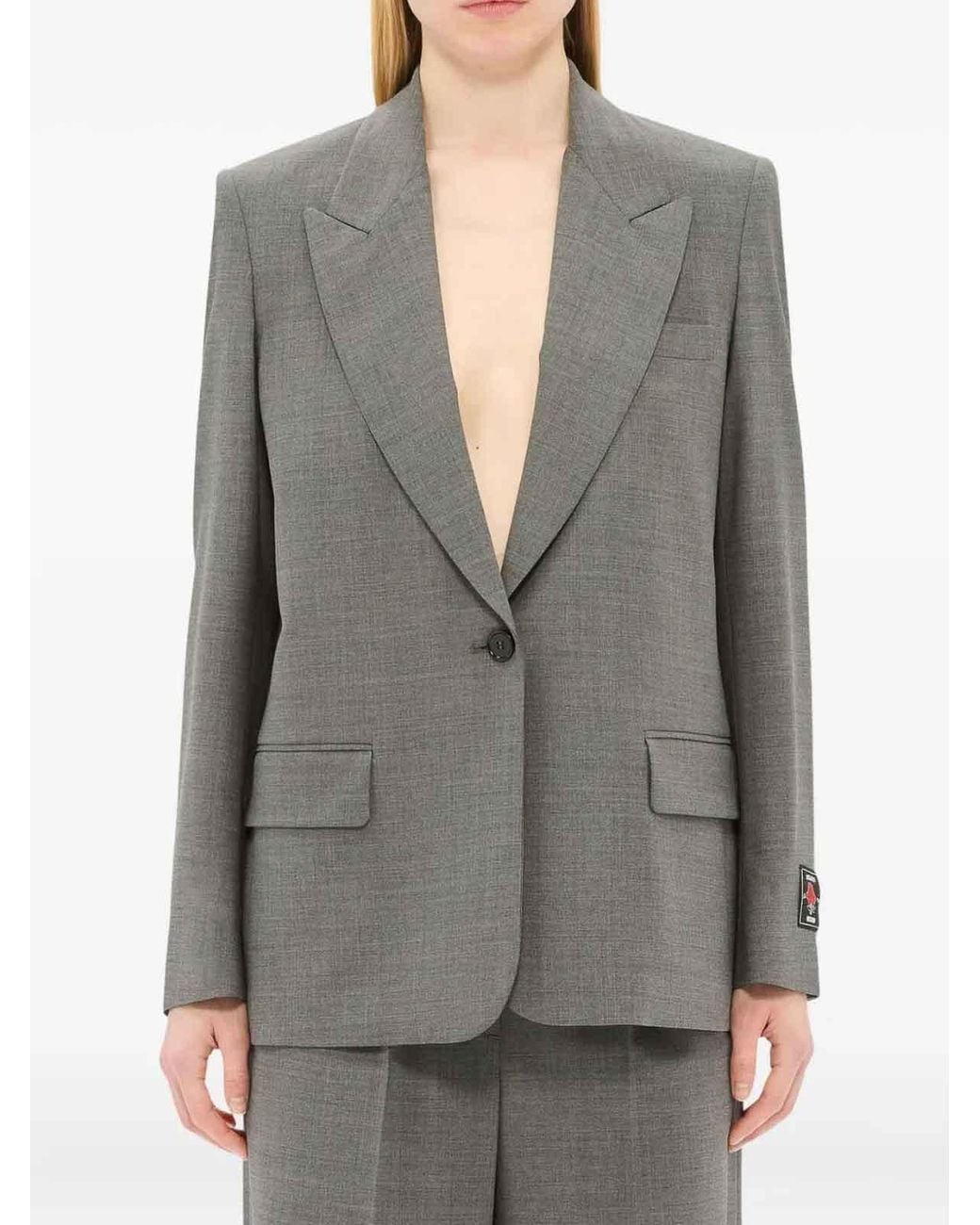 MSGM Gray Single-Breasted Blazer