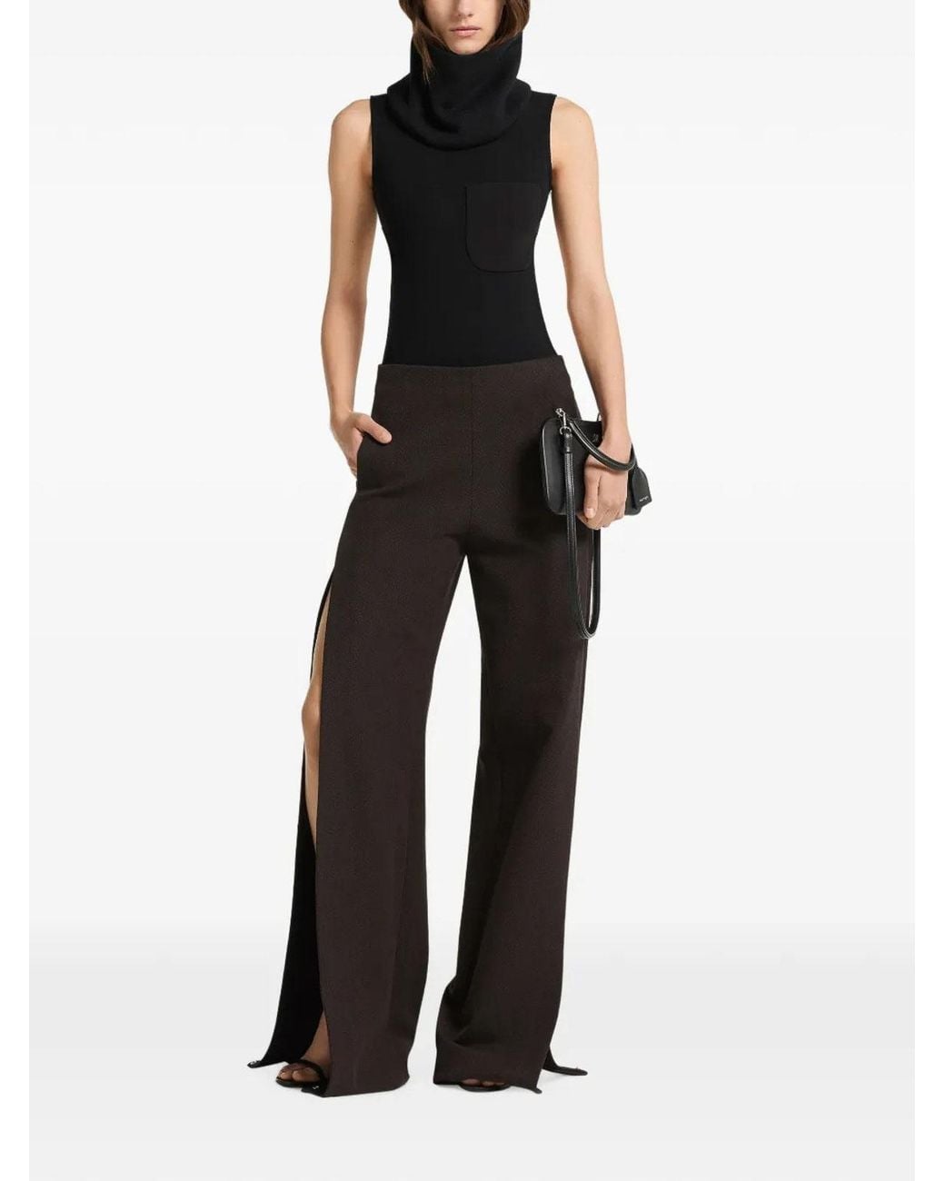 Courreges Black Top Cut-Out Collar Bodysuit