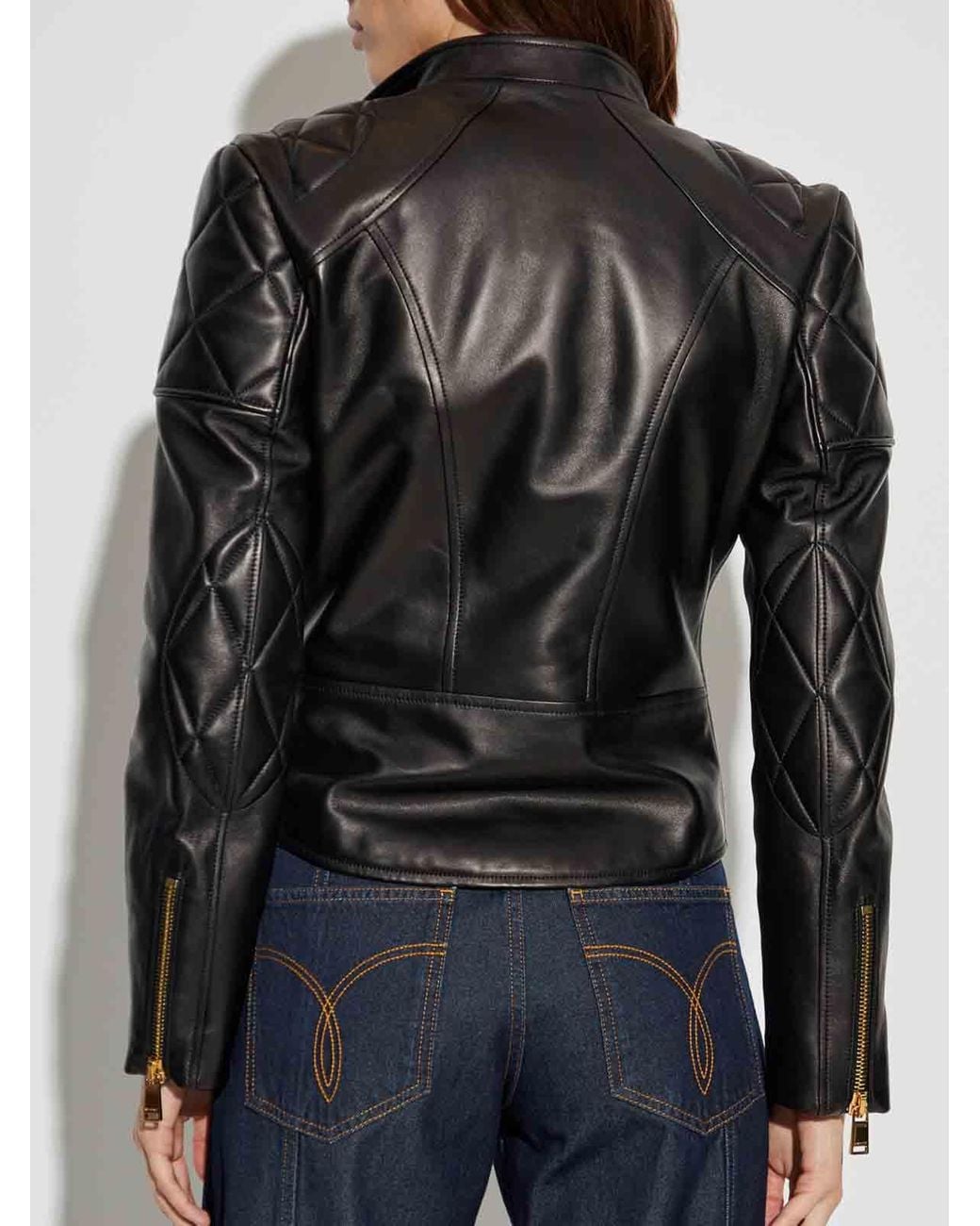 Versace Black Quilted Leather Jacket