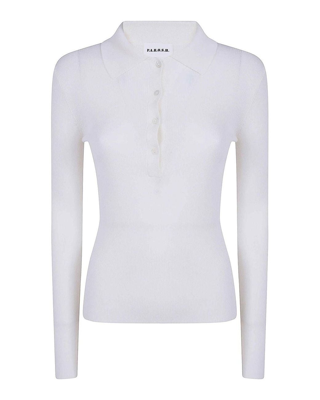 P.A.R.O.S.H. White Wool Polo Neck Sweater