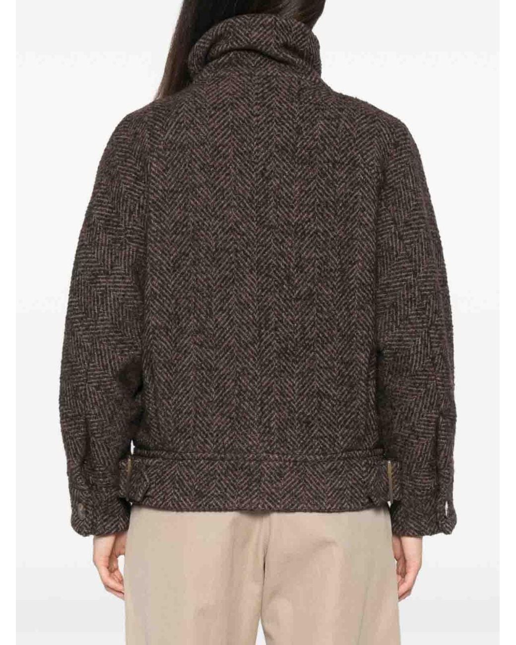 Marella Brown Wool Zip-Up Jacket