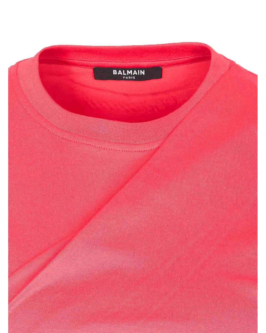 Balmain Pink 3 Buttons Draped T-Shirt