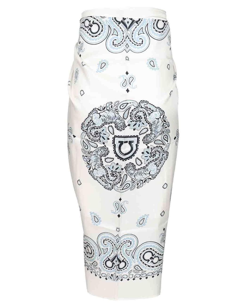 Ferragamo White Arabesque Print Silk Sarong