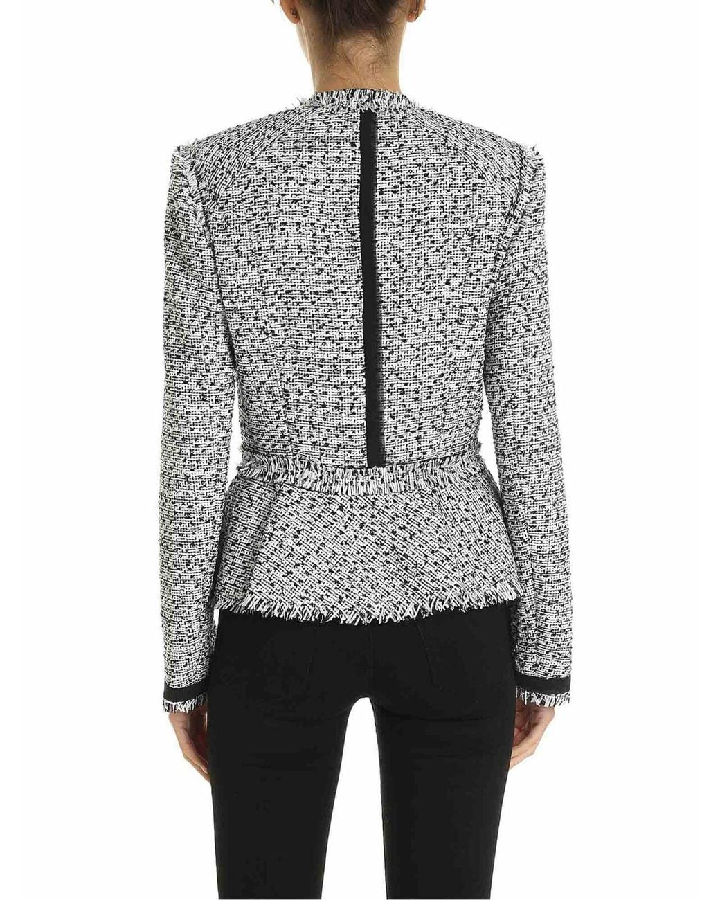 Karl Lagerfeld Gray Bouclé Motif Jacket