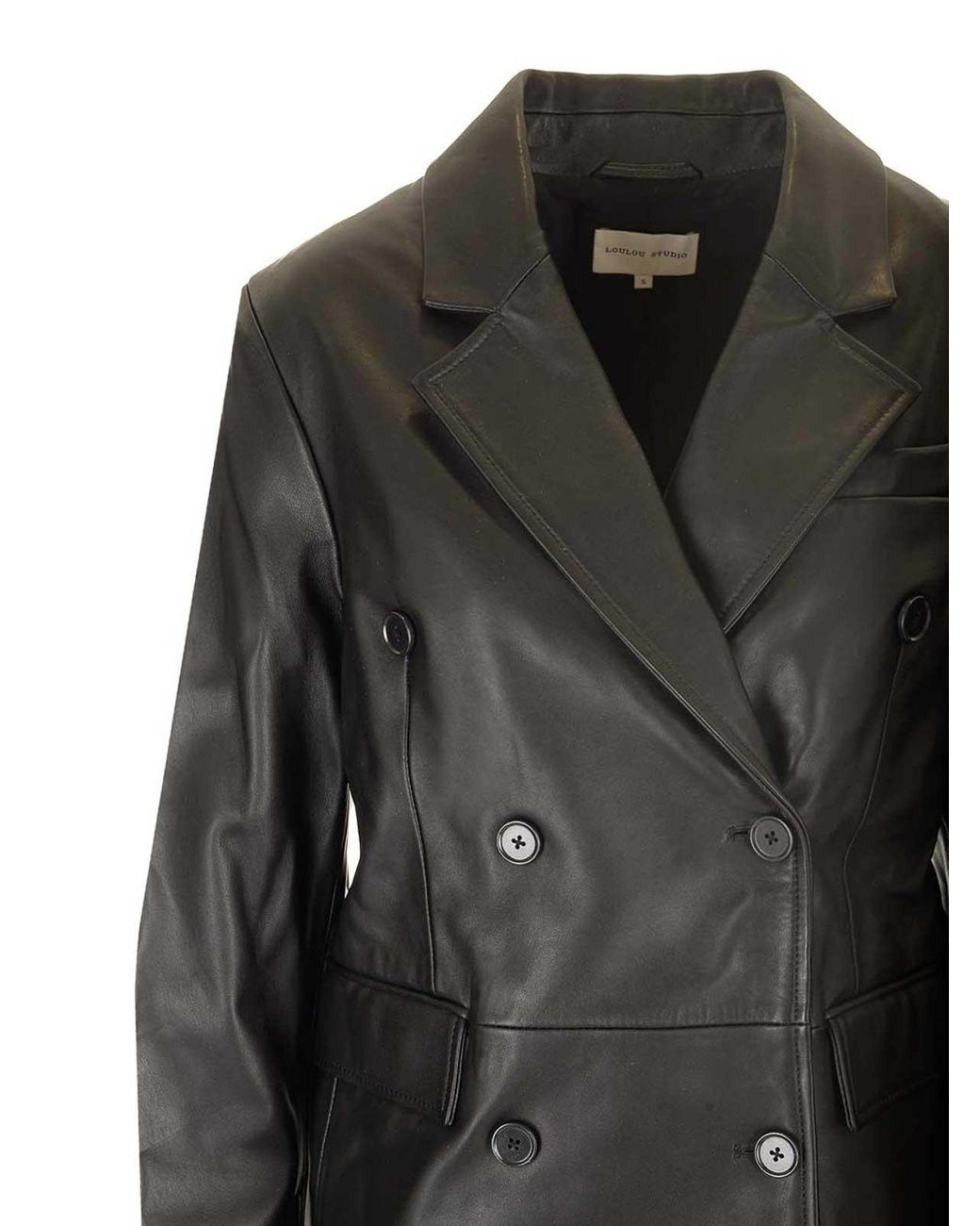 Loulou de Saison Black Double Breasted Leather Jacket