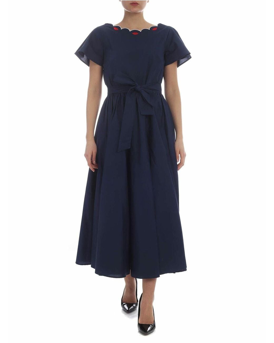 Vivetta Blue Olbia Embroidered Bell Dress