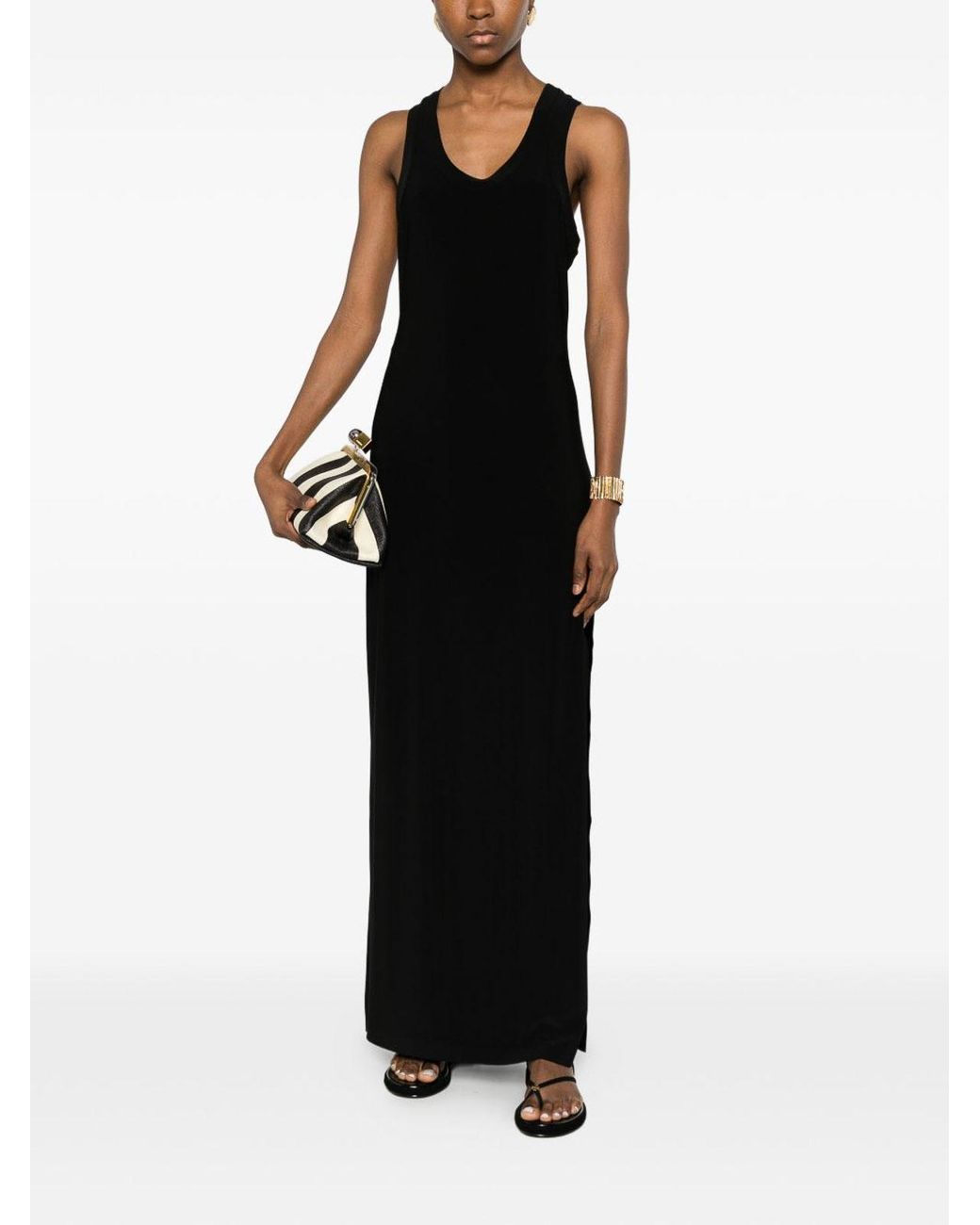 Norma Kamali Black Sleeveless Long Dress With Wide Straps