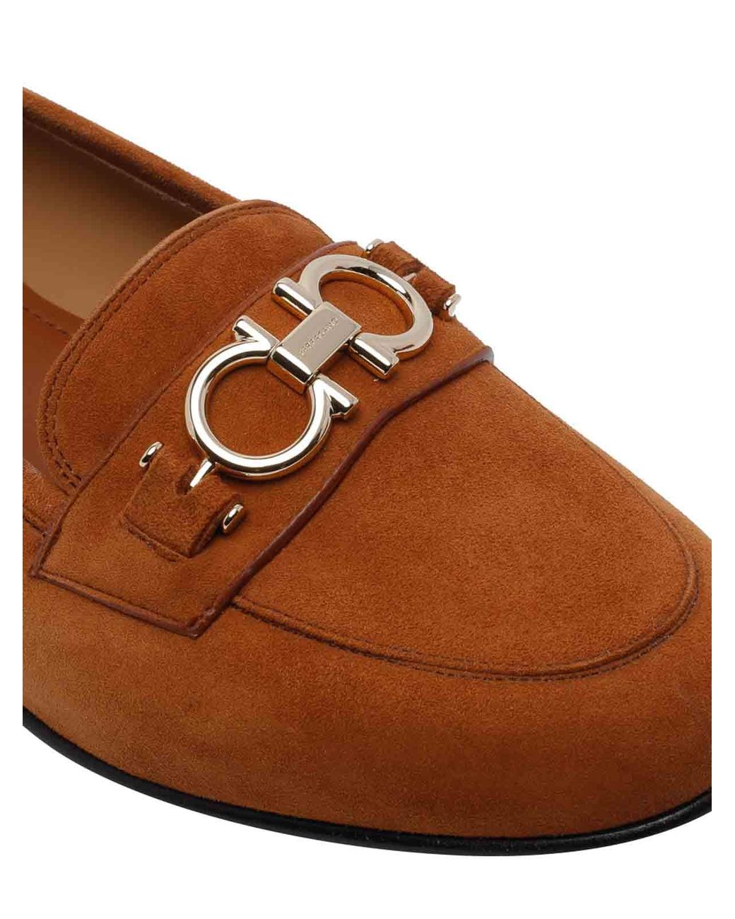 Ferragamo Brown Gancini Suede Loafers