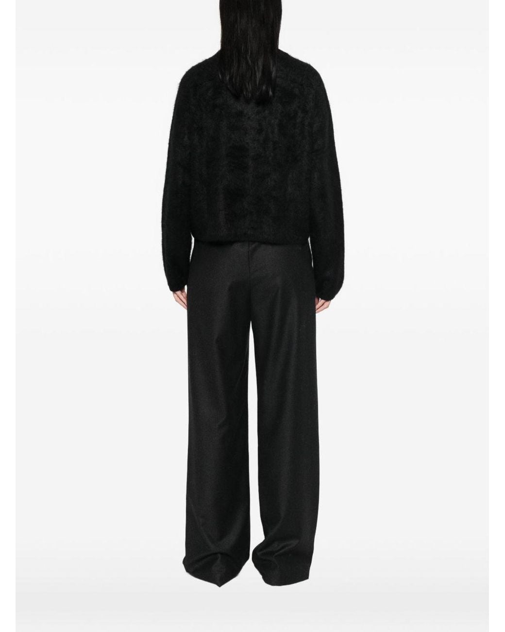 Soft Goat Black Wool Crewneck Jumper