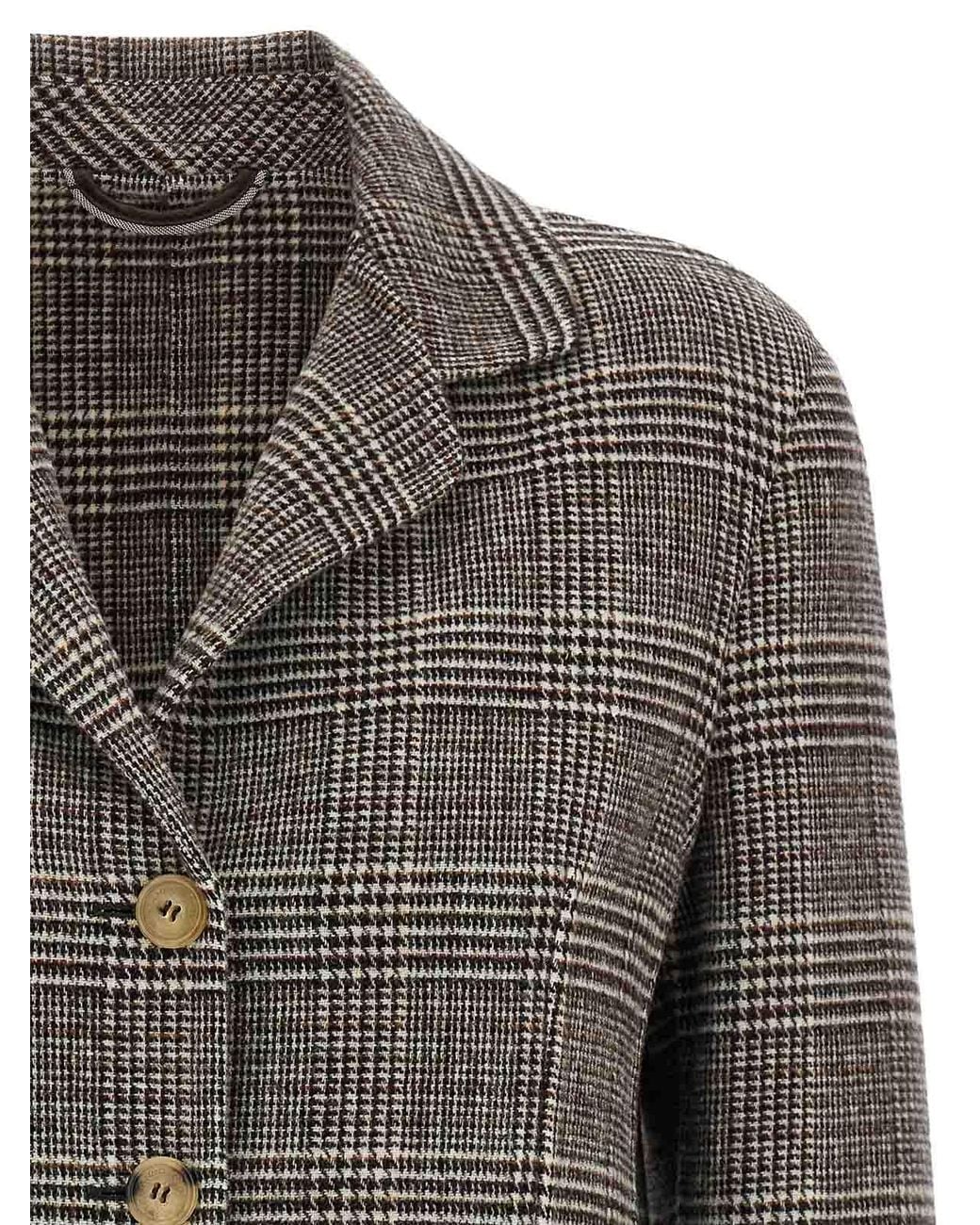 Ermanno Scervino Gray Blazer Cropped Check