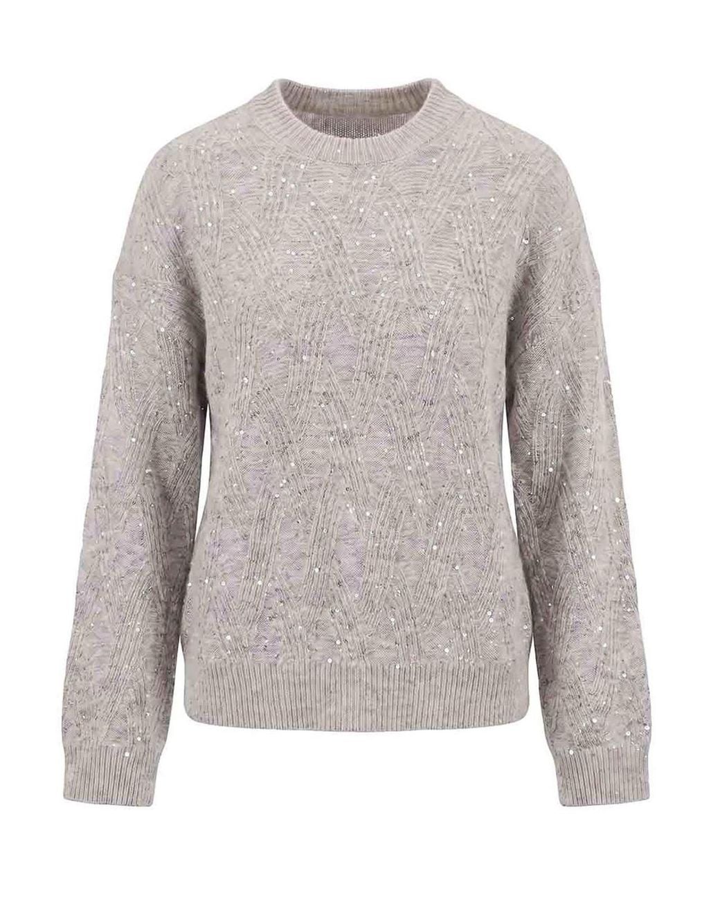 Peserico Gray Diamond-Pattern Sweater