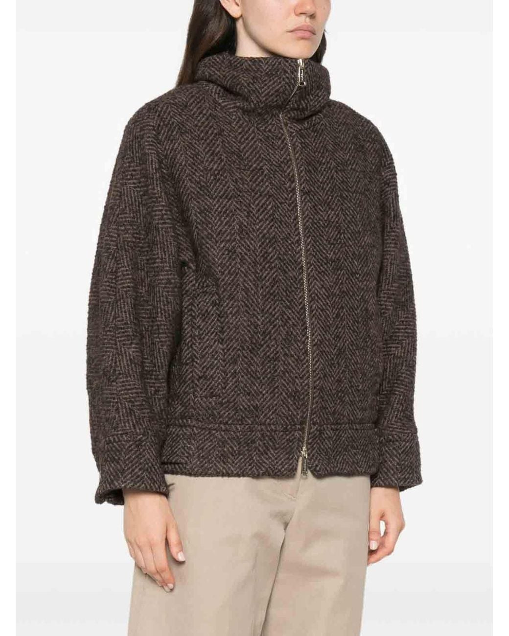 Marella Brown Wool Zip-Up Jacket