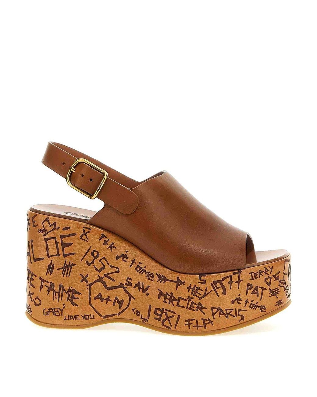 Chloé Brown Wedge Sandals Maxime