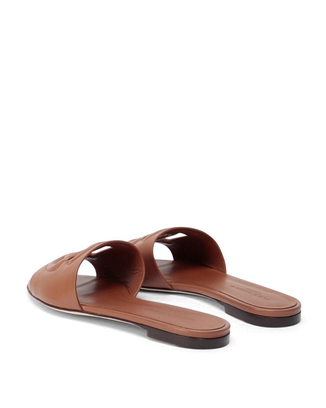 Dolce & Gabbana Brown Dg Logo Leather Sandal