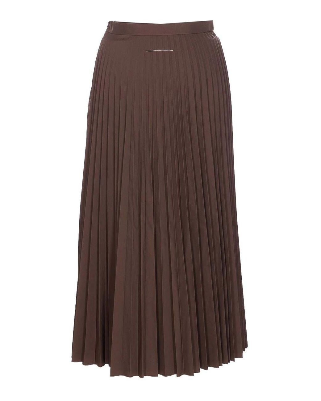 MM6 by Maison Margiela Brown Pleated Skirt