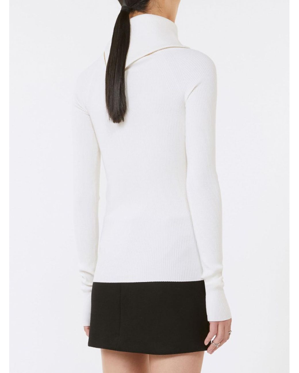 Sportmax White Zip-Up Turtleneck Sweater