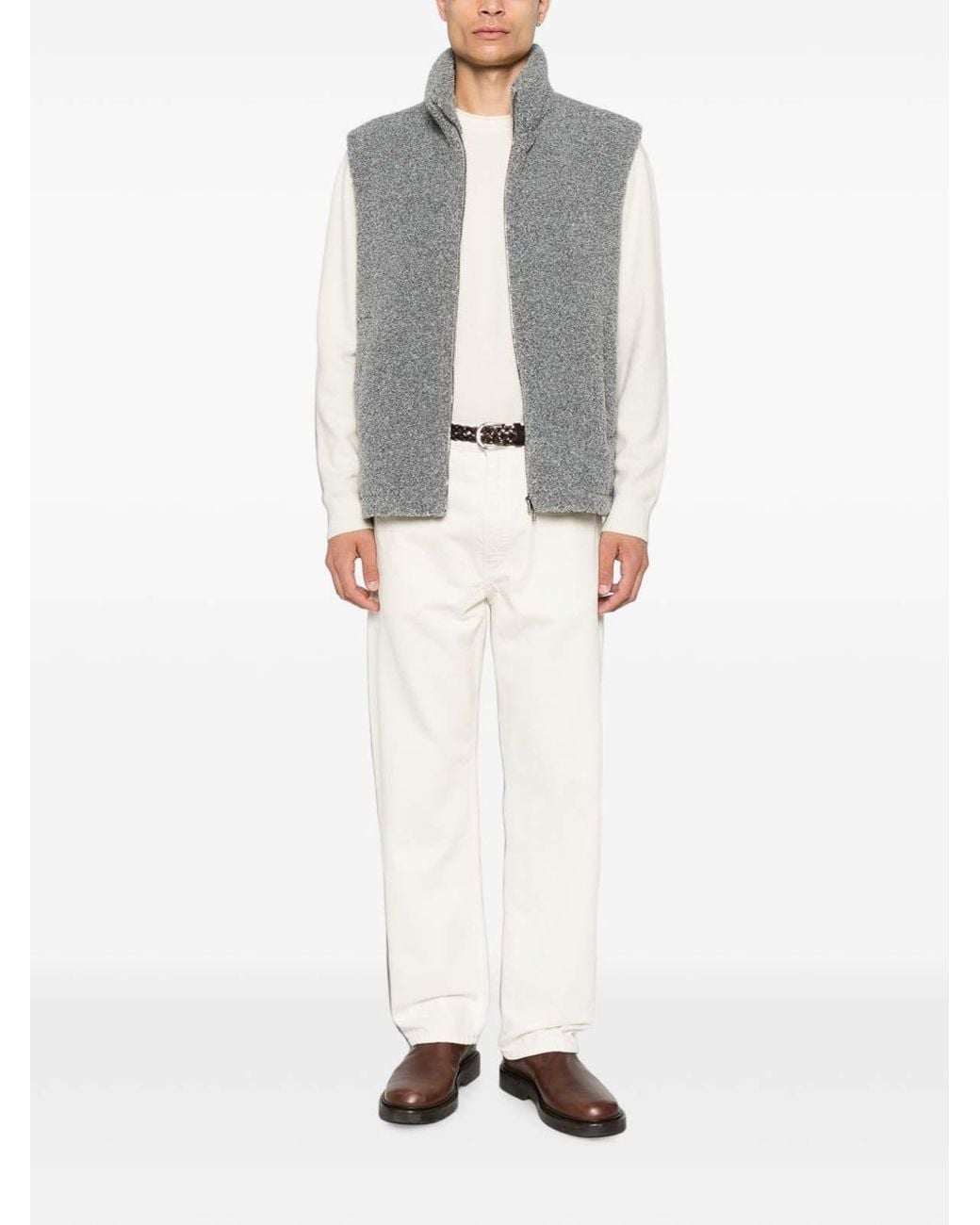 Herno Gray Flannel Zipped Vest for men