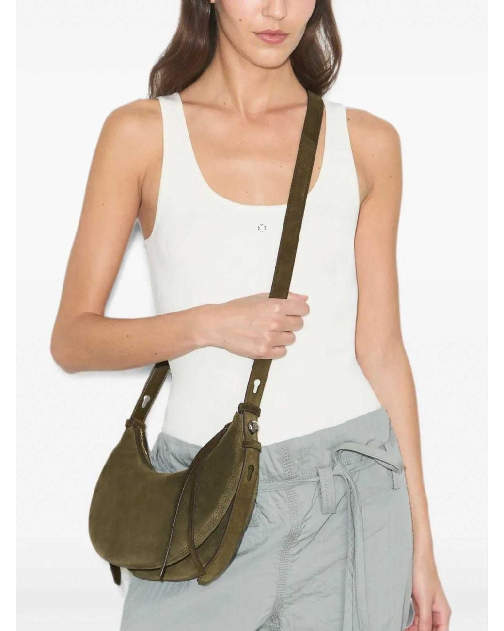 Tory Burch Gray Shoulder Bag Romy Half Moon