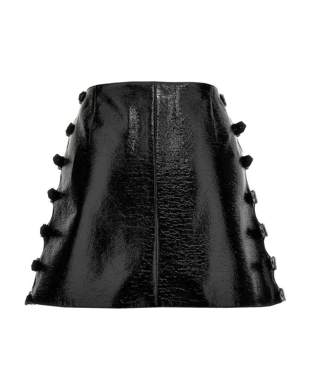 Courreges Black Vinyl Mini Skirt With Flared Silhouette