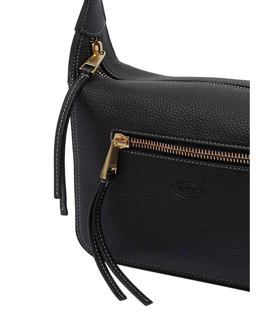 Tod's Black Metal Dots Mini Leather Shoulder Bag
