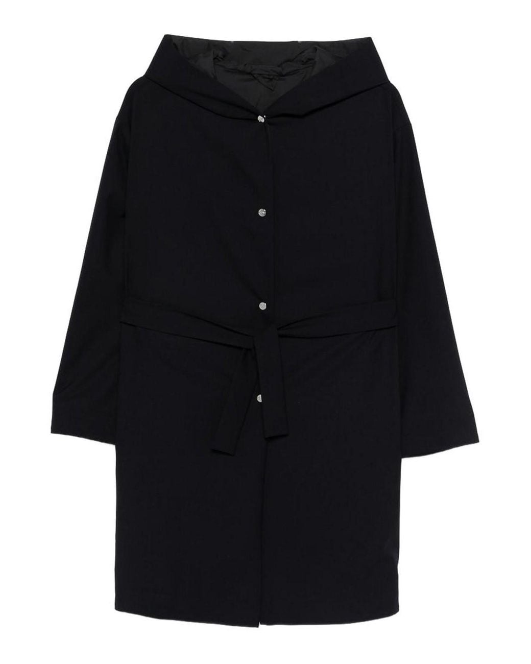 Herno Blue Hooded Overcoat With Side Pockets