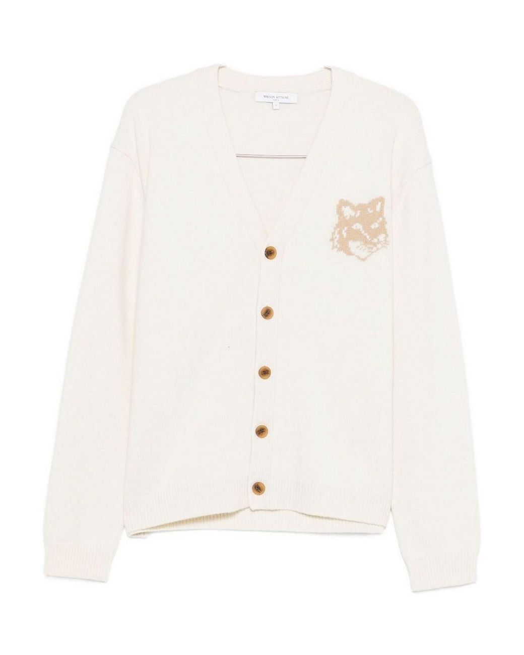 Maison Kitsuné Natural Wool V-Necked Cardigan for men