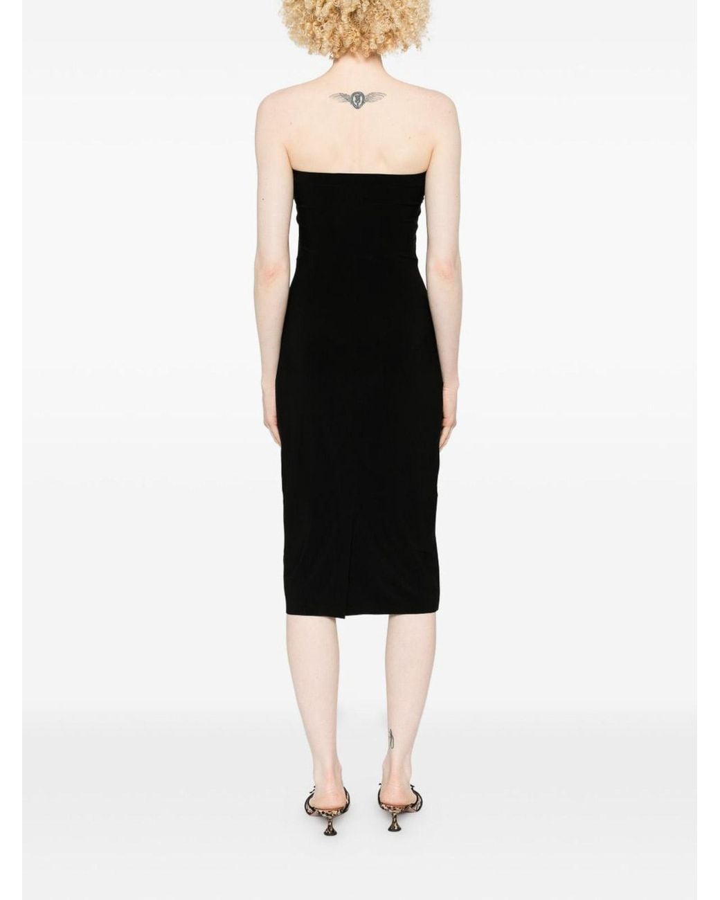 Norma Kamali Black Strapless Stretch Midi Dress