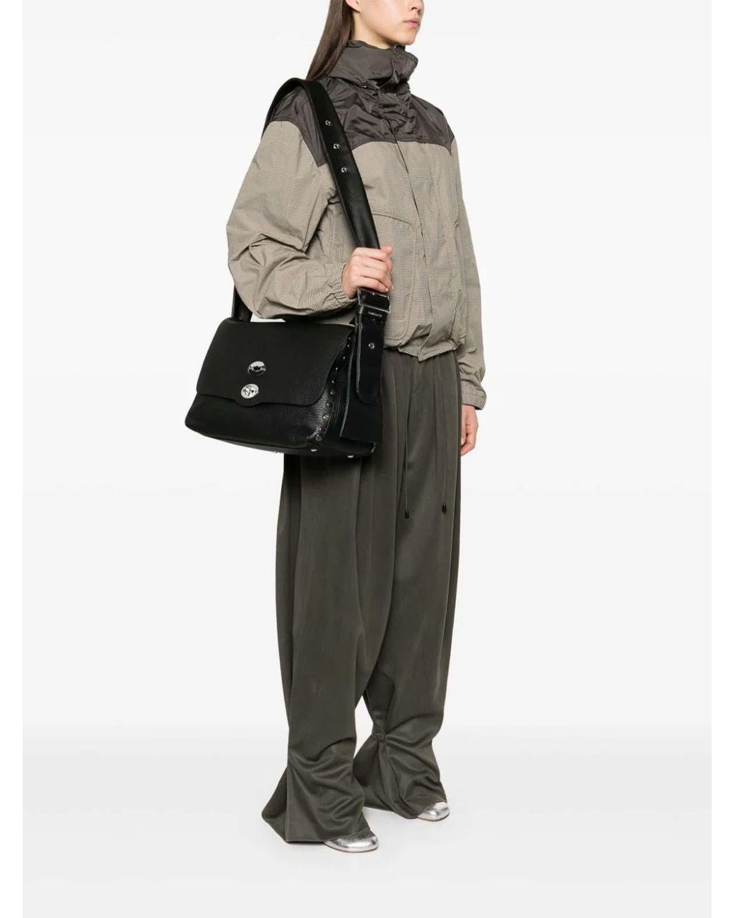 Zanellato Black Medium Postina Centauro Shoulder Bag