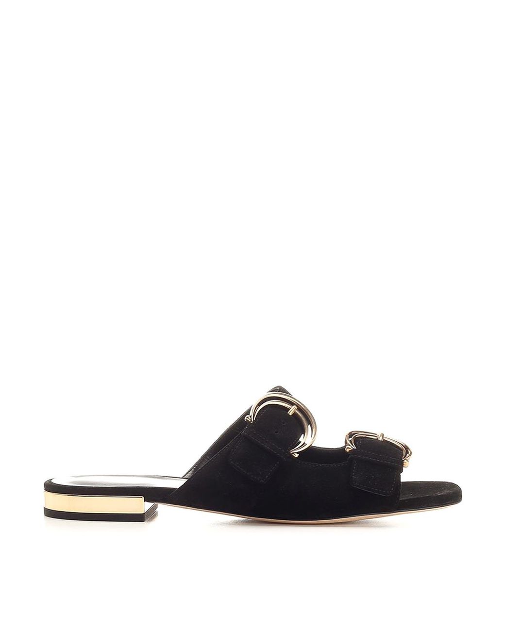 Chloé White Alize Flat Double C Buckle Sleepers