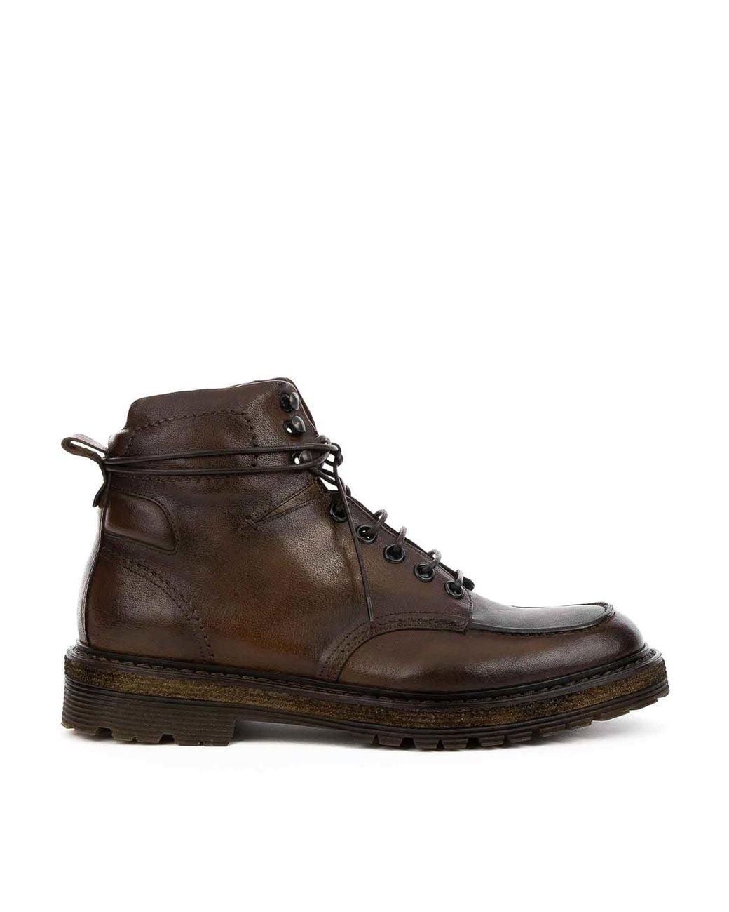Corvari Brown Leather Mahogany Boot With Laces for men