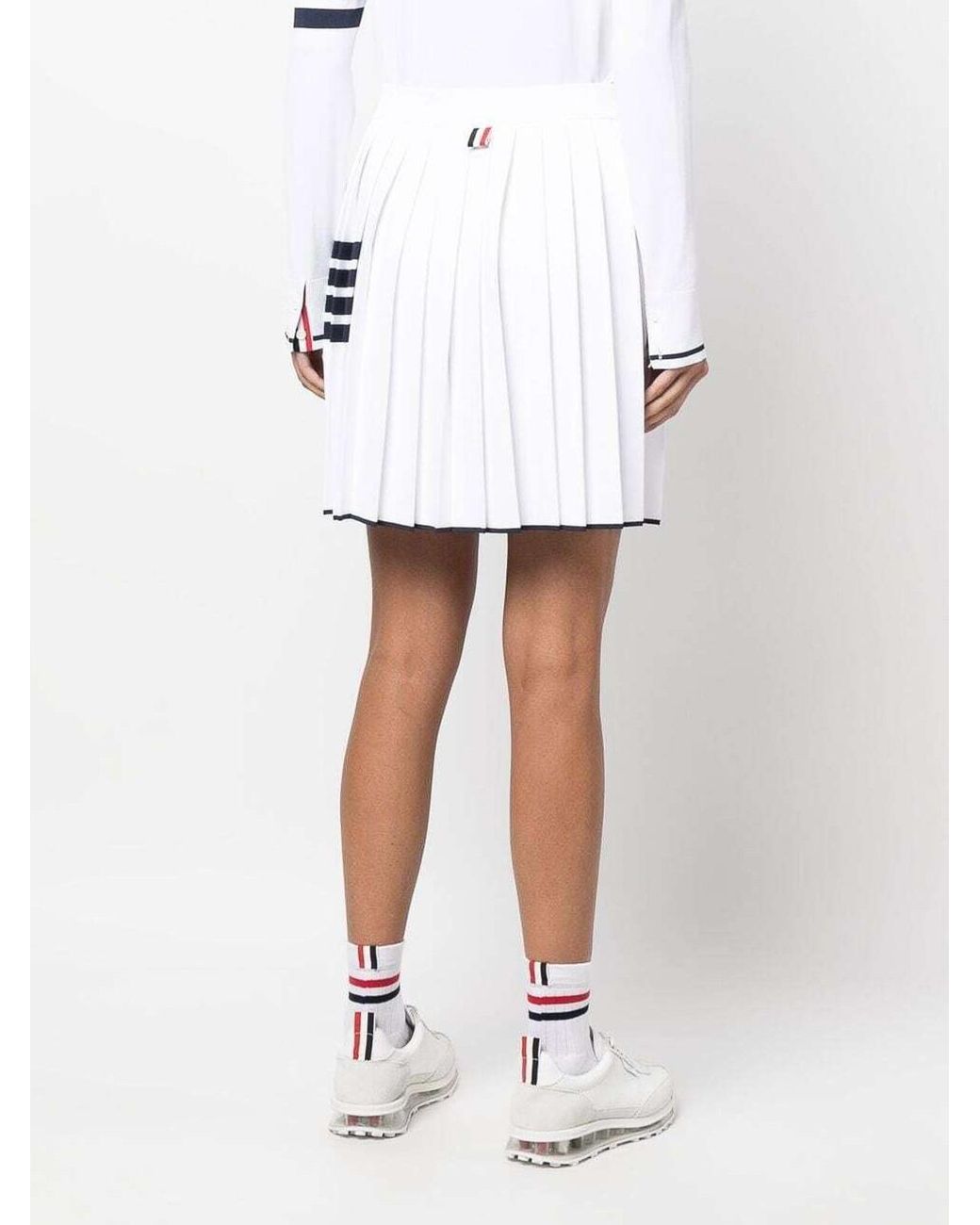 Thom Browne White 4-Bar Pleated Mini Skirt