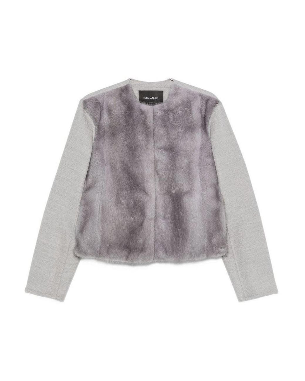 Fabiana Filippi Gray Mink Fur Jacket