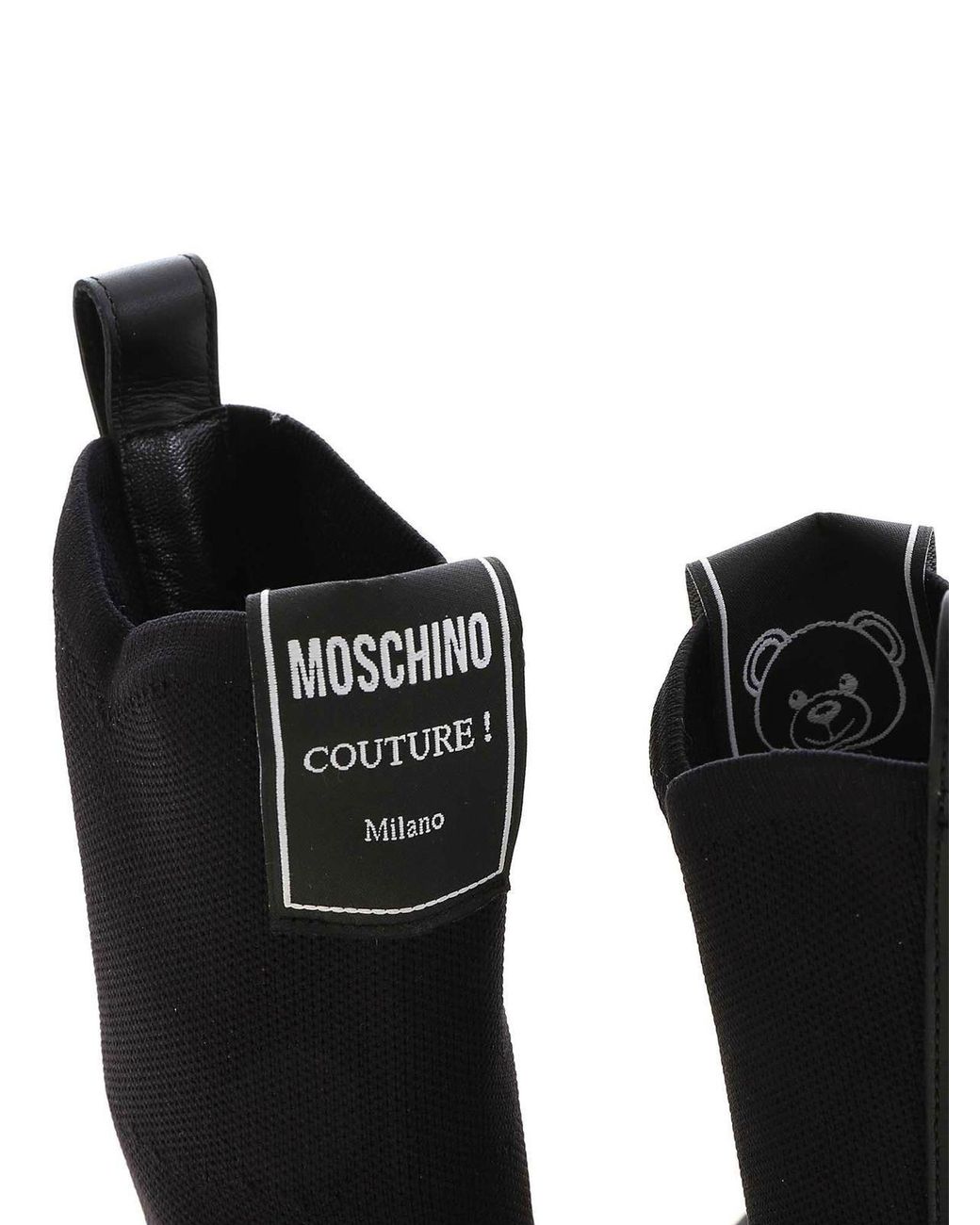 Moschino Black Logo Label Pointed Ankle Boots