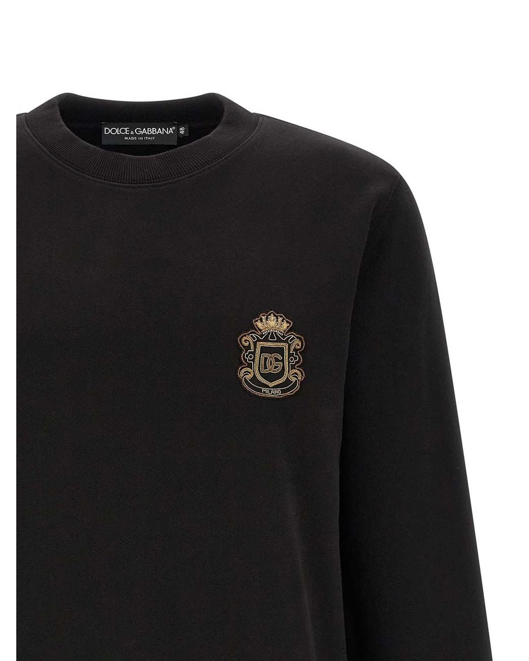 Dolce & Gabbana Black Heraldic Patch Sweatshirt for men