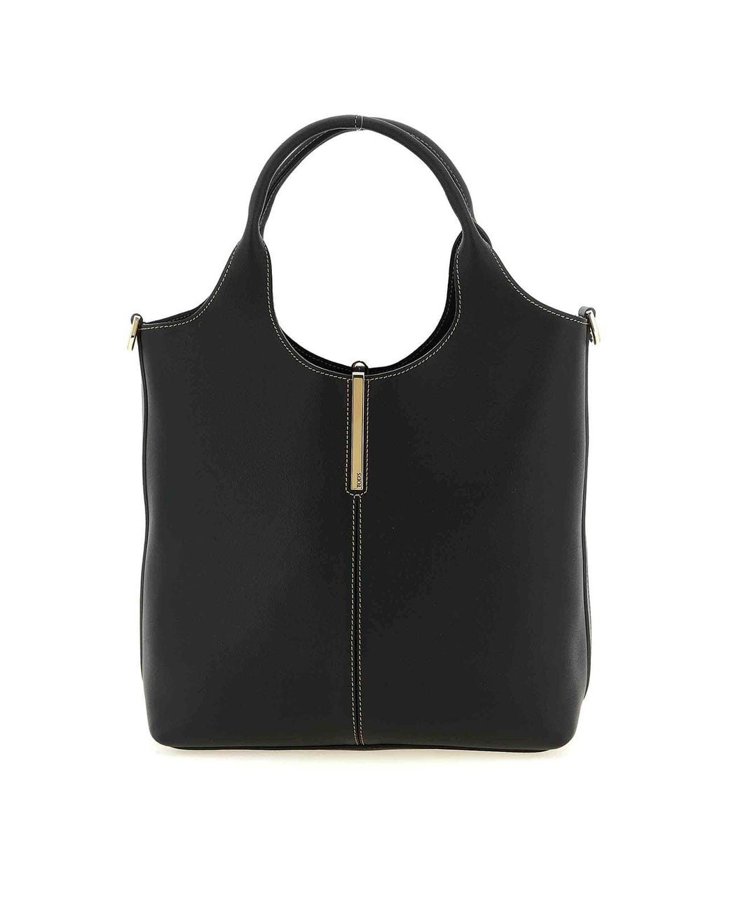 Tod's Black Small Metal Plate Shopping Bag
