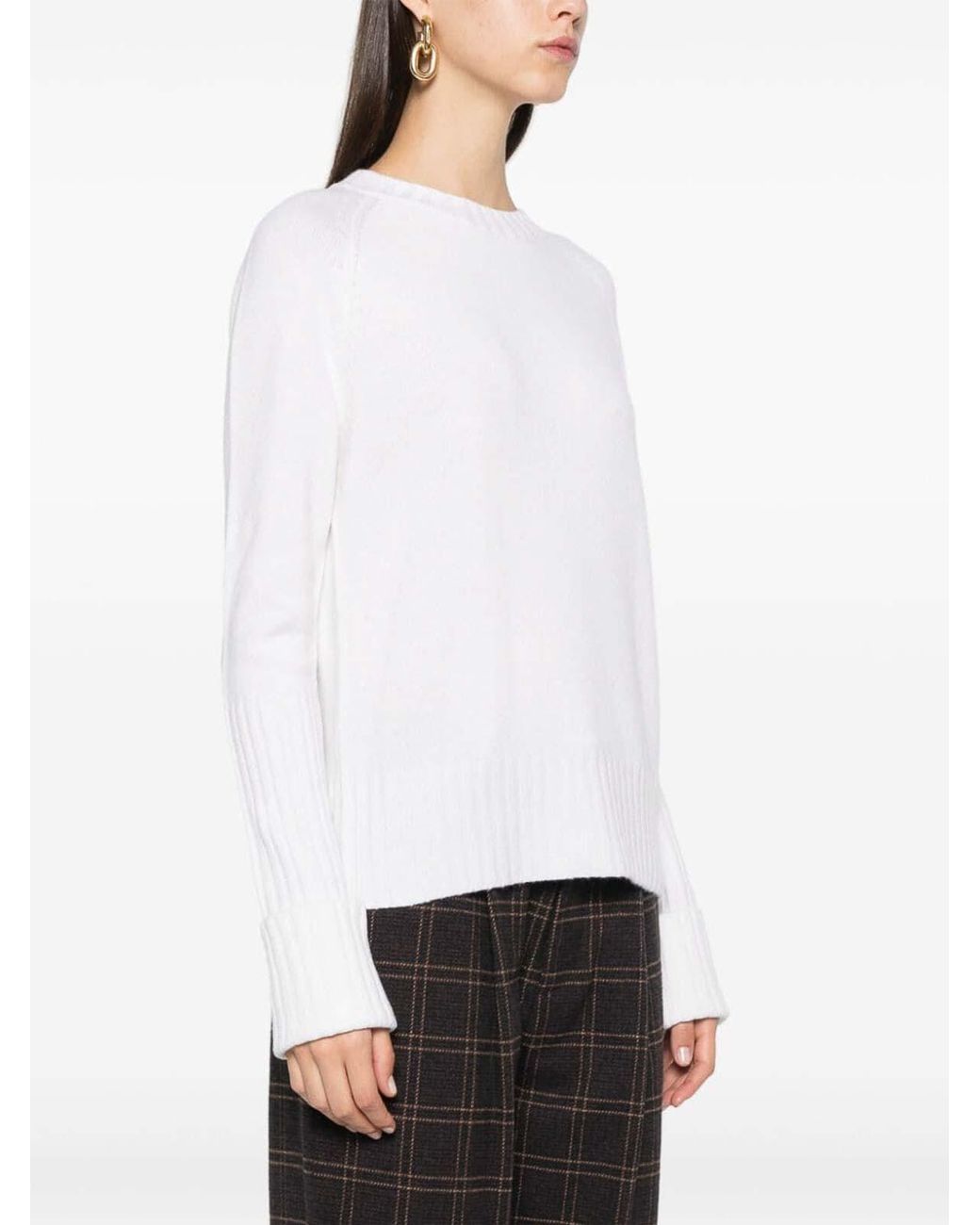 Wild Cashmere White Crew-Neck Sweater