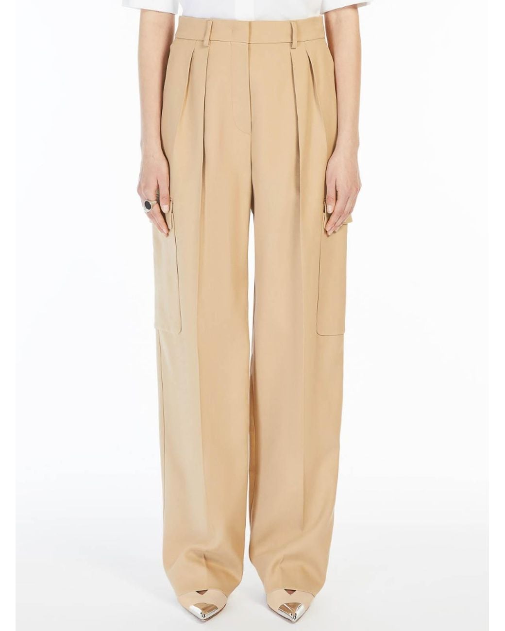 Sportmax Natural Verbas Low-Waisted Cargo Trousers