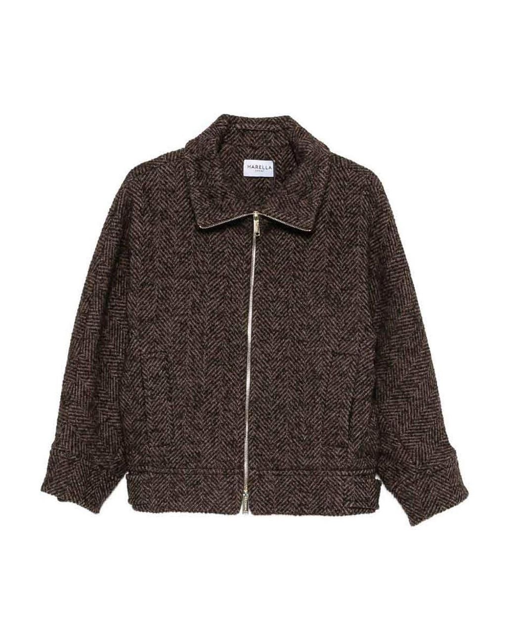 Marella Brown Wool Zip-Up Jacket