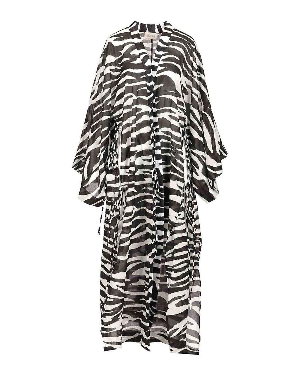 The Attico White Zebra Print Caftan