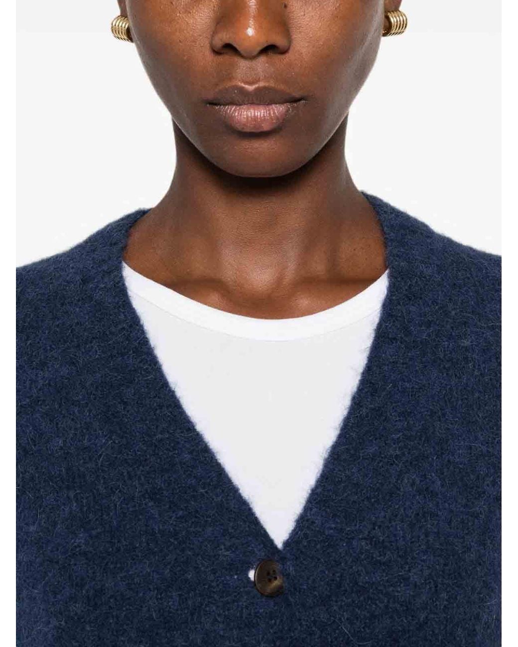 Base London Blue Wool V-Necked Cardigan