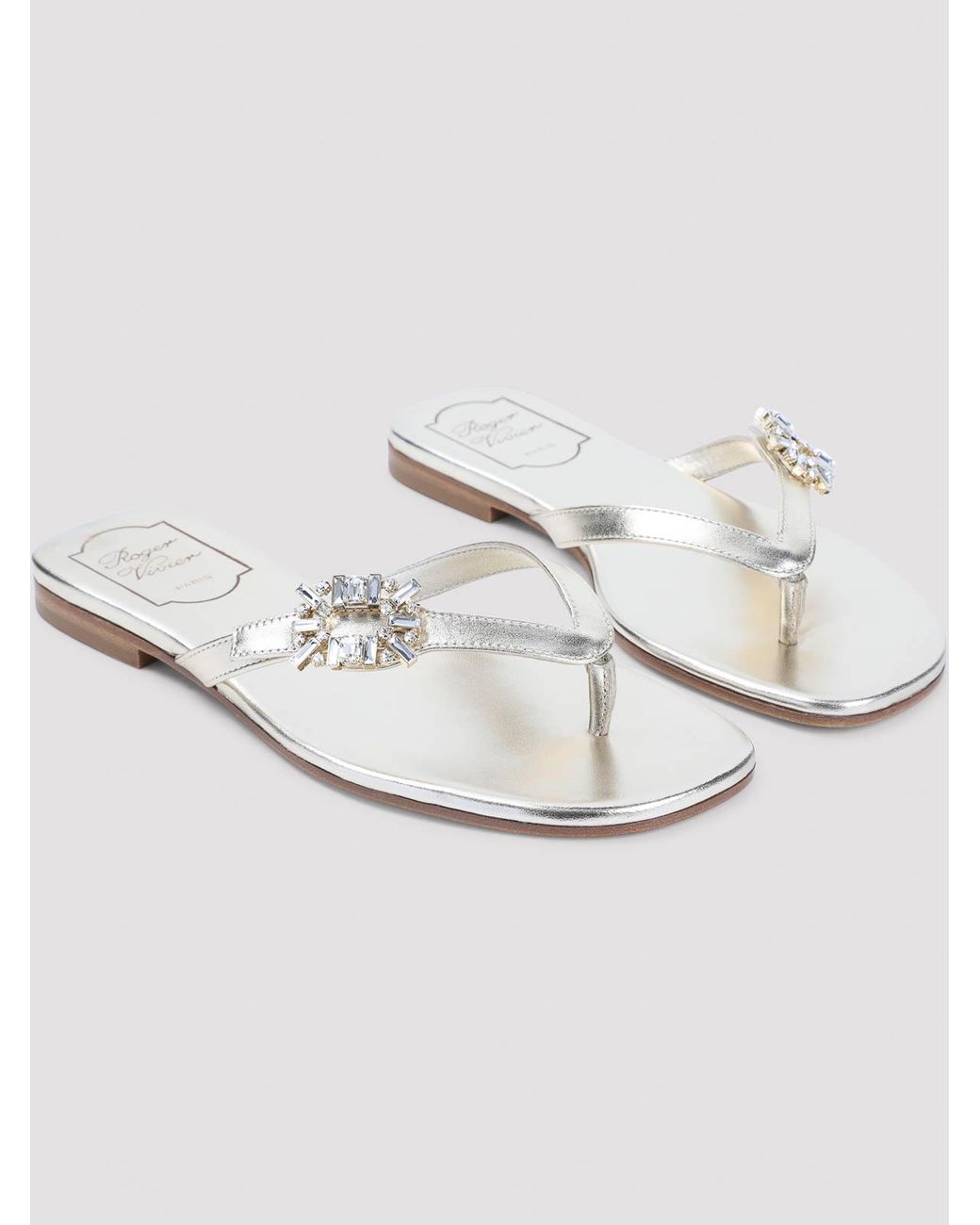 Roger Vivier White Strass B Flip Flops