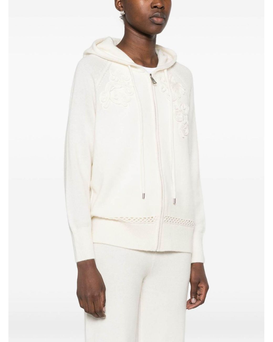 ERMANNO FIRENZE White Wool And Cashmere Hoodie