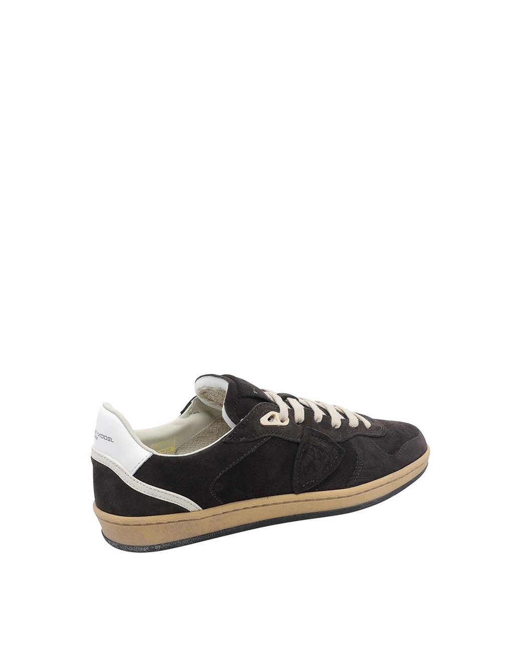 Philippe Model Black Pgal Suede Calfskin Low-Top Sneakers With Perforated Toe for men