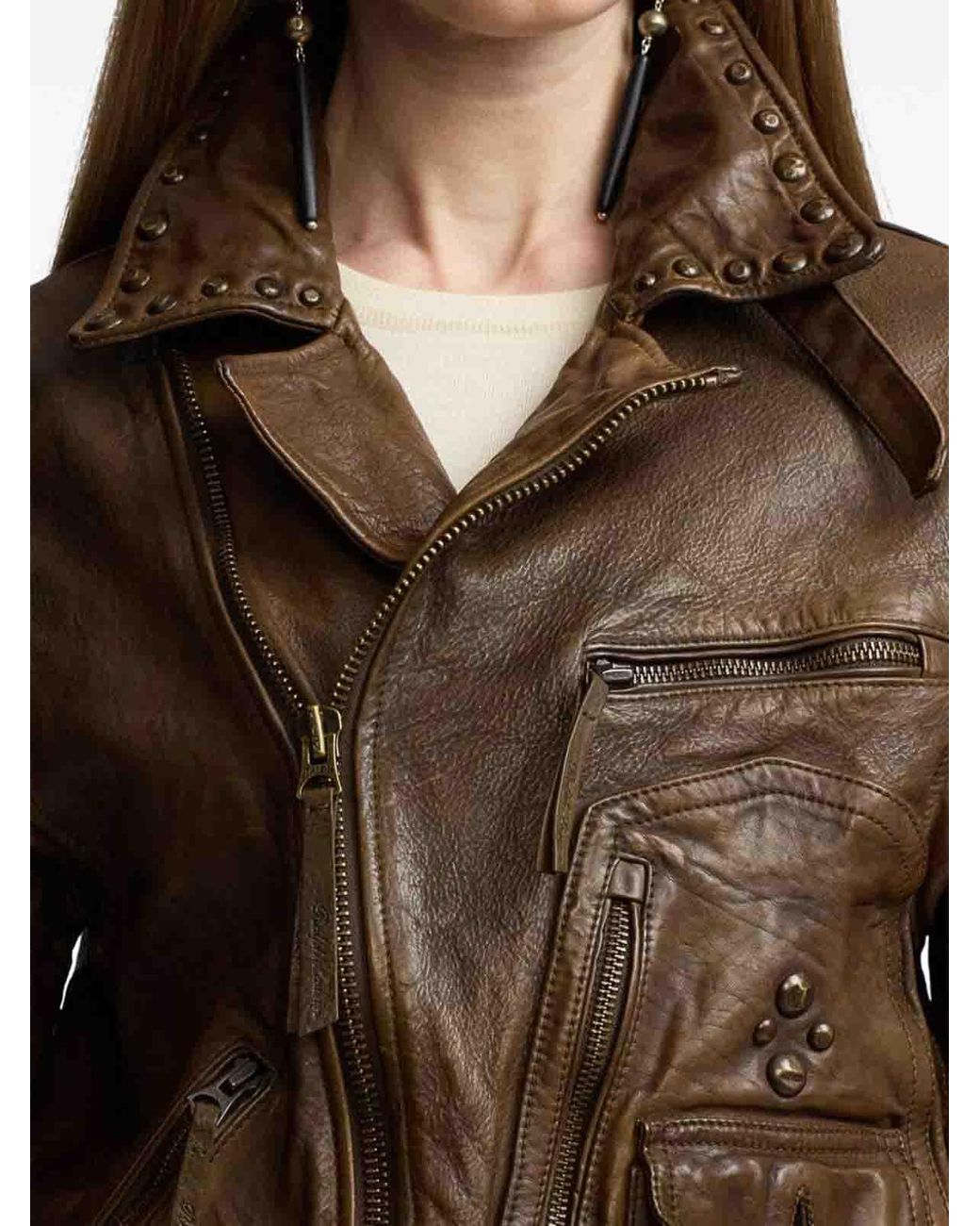 Polo Ralph Lauren Brown 'Andrea' Leather Jacket