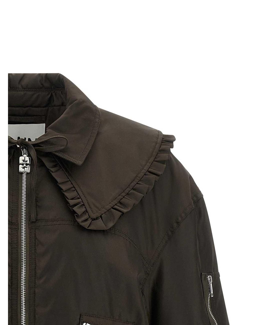 Ganni Black Bomber Jacket Nylon