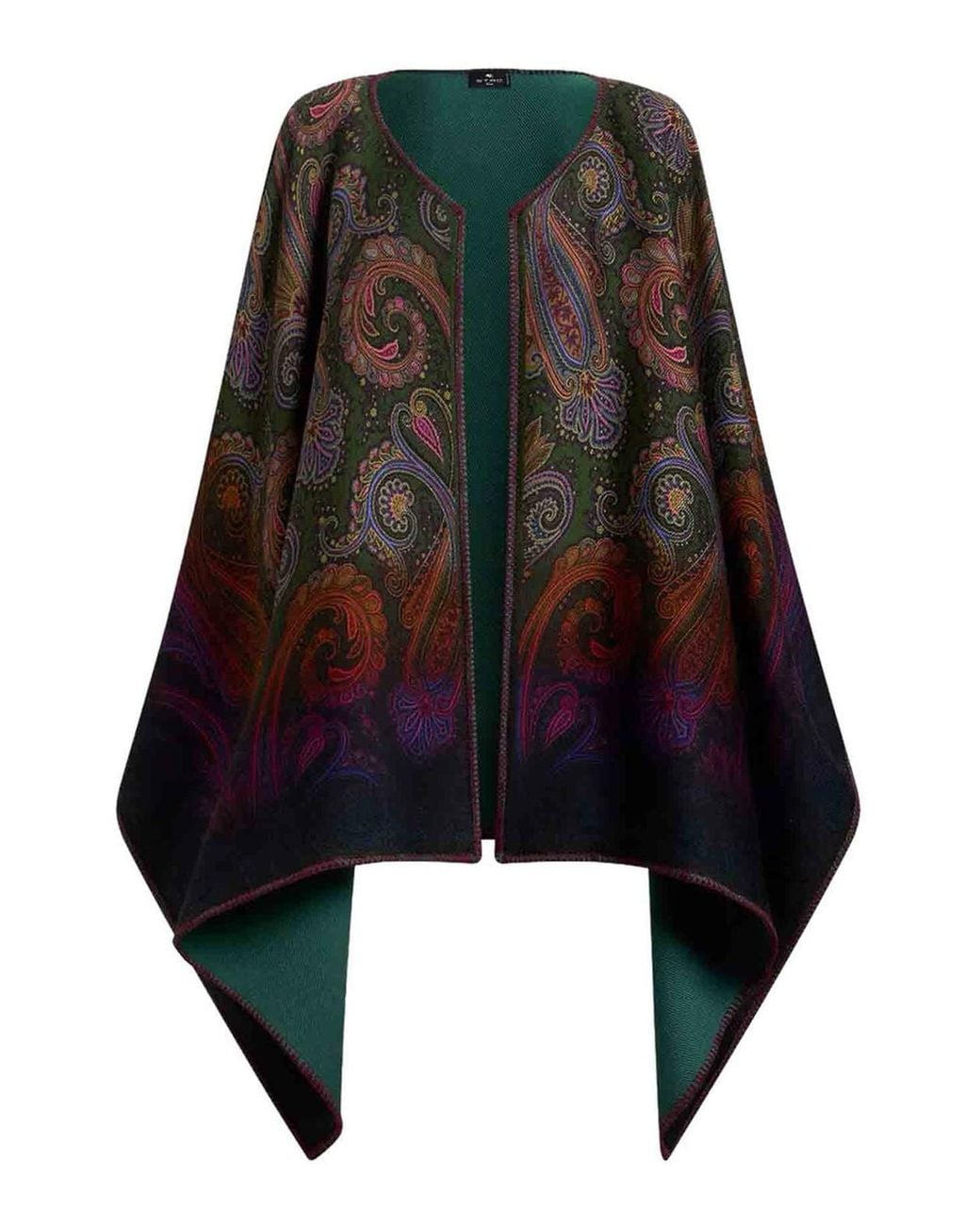 Etro Black Reversible Wool Cape
