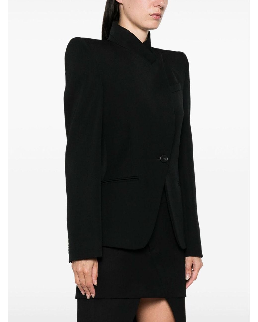 McQueen Black Double-Breasted Wool Blazer