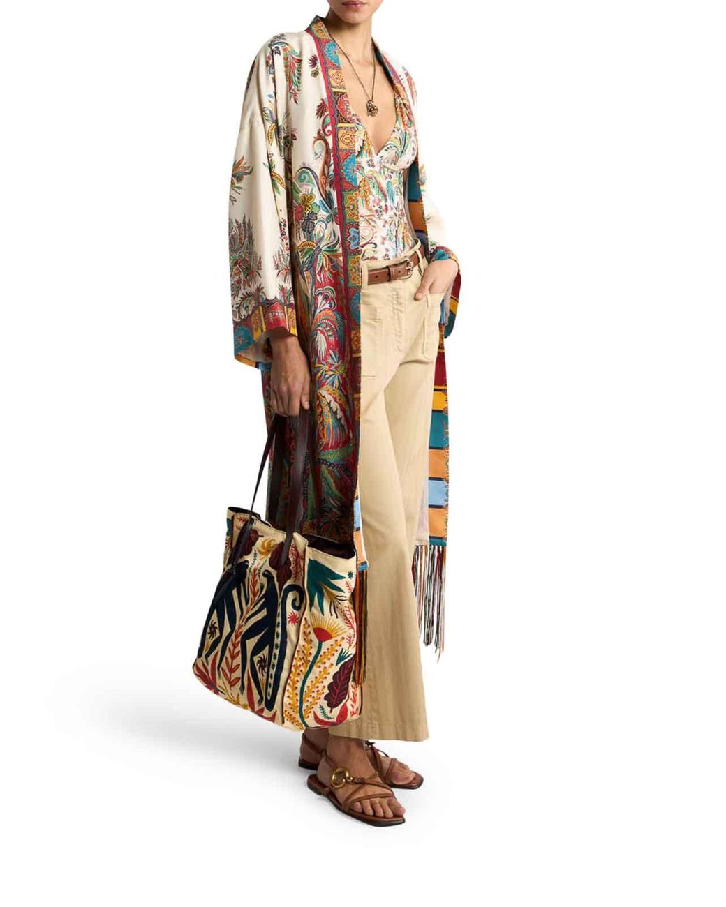 Etro White Silk Duster Coat