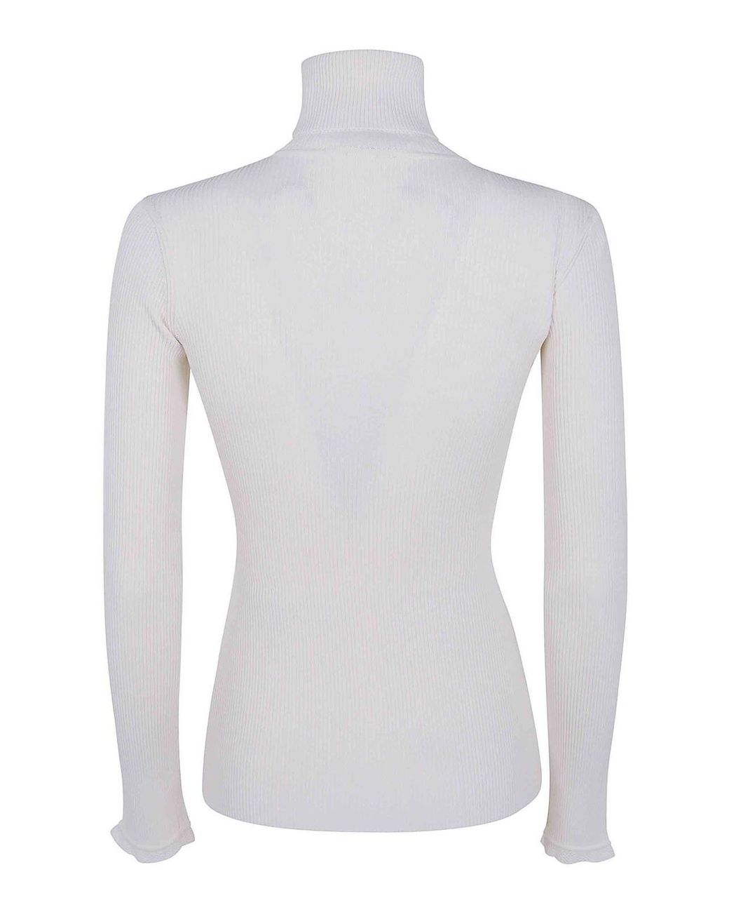 Elisabetta Franchi White Tricot Turtle Neck Sweater